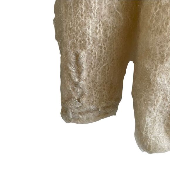 NUNO ANDREA Vintage Mohair Open Front Knit Cardigan Sweater Cream L - Picture 6 of 14